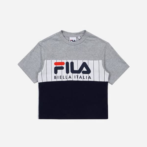 Fila Heritage Blocked S/S Boy's T-Shirts - Grey,NZ 790-20837